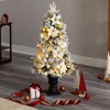 Nearly Natural 4-ft Flocked Artificial Christmas Tree with 223 Bendable Branches and 100 Warm Lights in Decorative Urn - 4 of 4