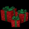 Northlight Set of 3 Lighted Red Gift Boxes with Green Bows Outdoor Christmas Decorations 10" - 3 of 4