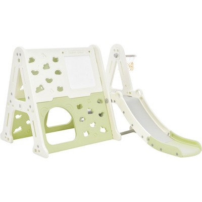 Indoor Kids Slide Set With Basketball Hoop Non-slip Heavy Duty Children Playground Activity Center