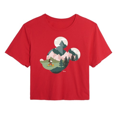 Women's - Disney - Mickey Head Nature Fill Cropped Graphic T-Shirt - image 1 of 4