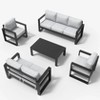 LayinSun 5 Pieces Aluminum Outdoor Patio Furniture Set, Metal Modern Conversation Sofa Set with Coffee Table and Washable Thick Cushions - 2 of 4