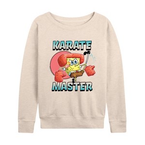 Women's - SpongeBob SquarePants - Karate Master Lightweight French Terry Wide Neck Long Sleeve Shirt - 1 of 4