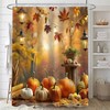 4 Pcs Fall Shower Curtain Set with Pumpkin, Maple Leaves, Rug, Toilet Lid Cover Hooks 70.8"Lx70.8"W - 2 of 4
