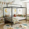 Polibi 3-in-1 Convertible Montessori Metal Floor Bed with Fence Guardrails and Canopy Frame - 2 of 4