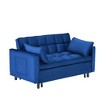 55" Green Velvet 3-in-1 Convertible Sofa Bed with Curved Backrest and Side Storage Pockets - 2 of 4