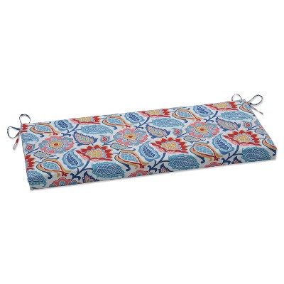 45" x 18" Outdoor/Indoor Bench Cushion Moroccan Flowers Slate Blue - Pillow Perfect