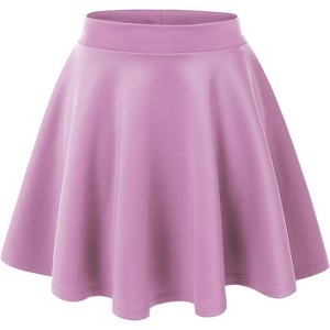 Women's Stretch Flared Skater Skirt - Basic Versatile Mini Style (XS-3XL Plus Size Available) Wb211_lilac - 1 of 4