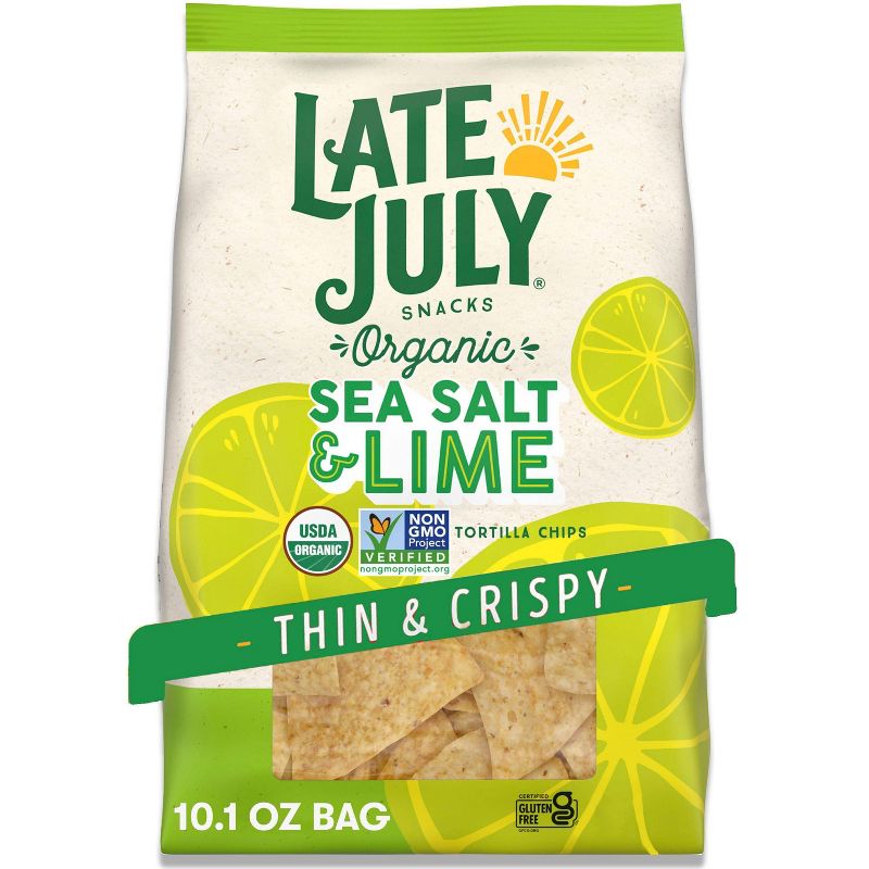 Late July Snacks Thin and Crispy Organic Tortilla Chips with Sea Salt and Lime - 10.1oz, 1 of 10