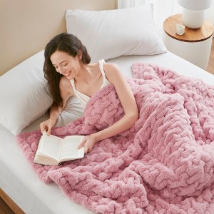 KTMBDW Faux Fur Blanket: 50" x 60" Luxury Soft Fluffy Thick Fur Throw Blanket for Couch Bed Sofa - Cozy Plush Bubble Blankets for Winter - 1 of 4