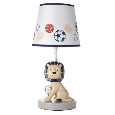 Lambs & Ivy Hall of Fame Lion/Sports Theme Nursery Lamp with Shade & Bulb