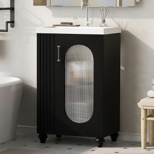 MOEPISY 20 inch Bathroom Vanity with Sink, Bathroom Vanity Cabinet with Two-tier Shelf, Adjustable Shelf - 1 of 4