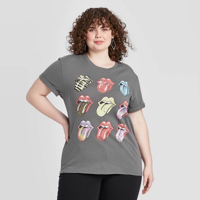 Women's The Rolling Stones Multi Logo Short Sleeve Graphic Boyfriend T-Shirt