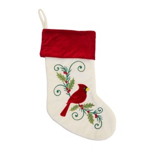 Season's Designs 20In White Stocking W/ Cardinal Design - 1 of 1