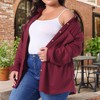 Women's Plus Size Waffle Knit Shacket Pocket Loose Long Sleeve Button Down Shirts - Agnes Orinda - 2 of 4