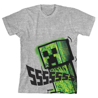 Minecraft Creeper Ssssssss Youth Boy's White T-shirt-medium : Target