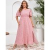 Plus Size Women's Tiered Ruffle Sleeve Maxi Dress with High Slit Elegant Long Flowy Party Dress - 4 of 4