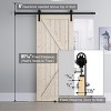 SMARTSTANDARD 80 in. Height K Shape Natural Wood Interior Sliding Barn Door with Hardware Kit - 3 of 4