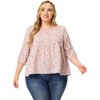 Women's Plus Size 3/4 Sleeve Square Neck Floral Peplum Babydoll Blouses - Agnes Orinda - 3 of 4
