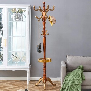 JUJABU Modern  Solid Wood Hanger with Stainless Steel Frame and Multi-Function Hooks - 1 of 4