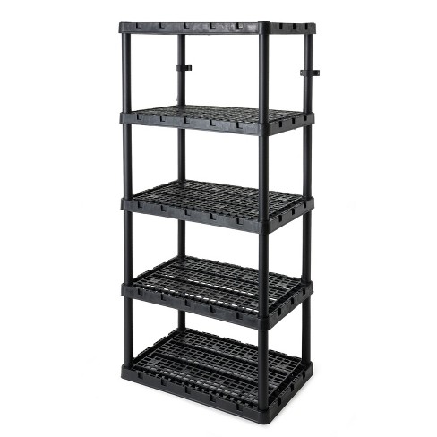 Cesicia Open Design 47 in. W x 24 in. D x 72 in. H 5-Shelf Black Metal Pantry Organizer, Gray