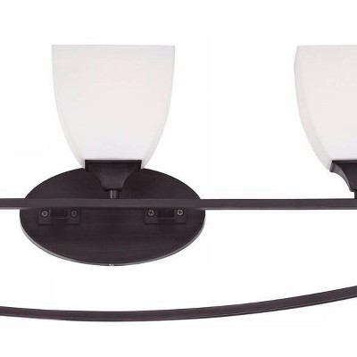 Jenisen Arch 51.5" Wide Bronze Wall Light with White Glass Shades