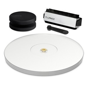 Fluance Vinyl Turntable Accessory Kit With Record And Stylus Anti-Static Brushes, Acrylic Platter and Record Weight - Silver - 1 of 4