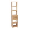 Evideco French Home Goods Tall Bathroom Storage Cabinet with Multiple Shelves and Vented Door, Natural - Trinidad Collection - 2 of 4