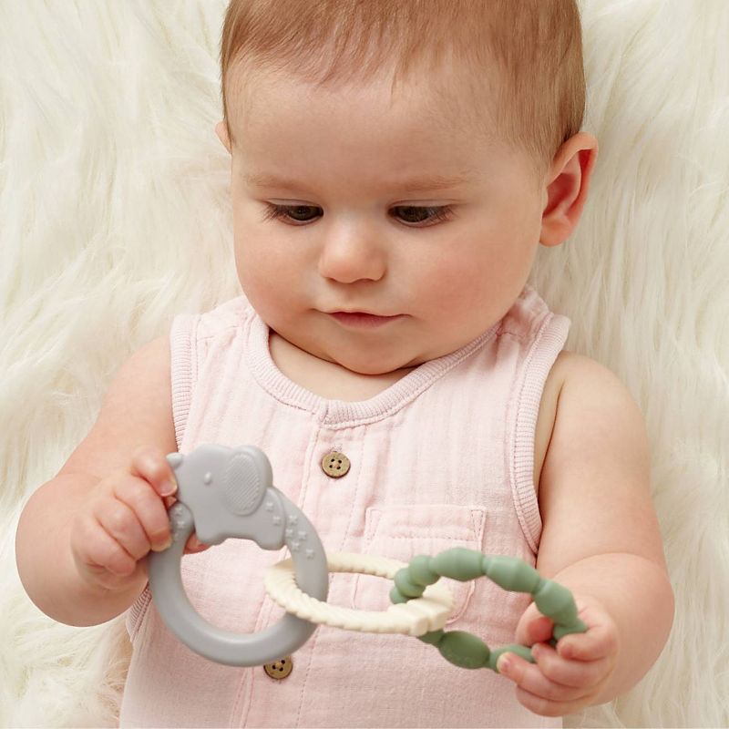 Itzy Ritzy Itzy Loops Teether - Gray/White/Sage - 3pc, 4 of 9