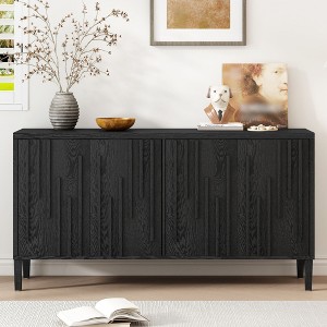 Sapphtopaz 4-Door Hidden Handle Storage Cabinet Sideboard Buffet Cabinet with Storage TV Stand for Kitchen, Living Room, Entrance - 1 of 4