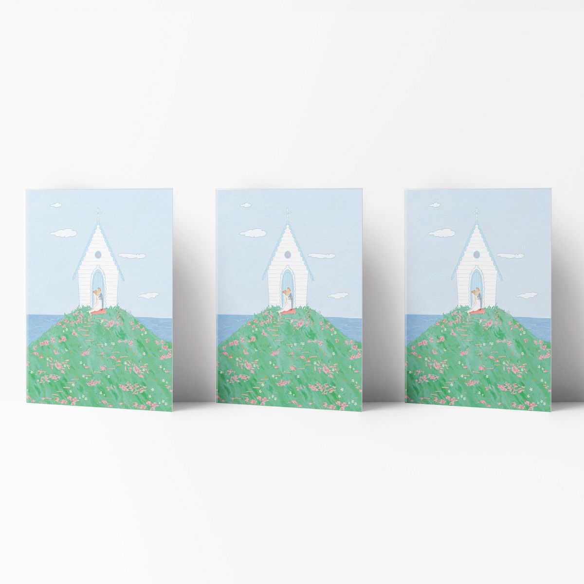Wedding Greeting Card Pack Sets (3 ct) Chapel Couple by Ramus & Co
