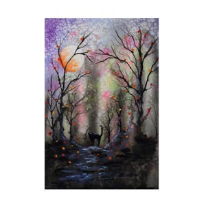 Trademark Fine Art -Michelle Faber 'Black Cat In Forest' Canvas Art - 1 of 4