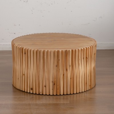 NicBex Set of 1 or 2 Cylinder Side Tables Textured Barrel Design (16" or 24"H) Mid-Century, Industrial, Brutalist Styles