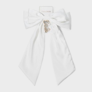 Rhinestone Bride Charm Hair Bow Barrette - White - 1 of 3