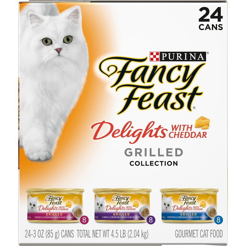 Purina Fancy Feast Delights Variety Pack Chicken,Turkey, Fish and Cheddar Flavor Wet Cat Food Cans - 3oz/24ct, 6 of 10