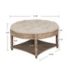 LIVAREEmlen Large Round Waterproof Ottoman Upholstered Coffee Table 2 Tier Oversized Button with Wooden Shelf Storage for Living Room - 2 of 4