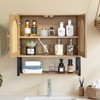 VEVOR Bathroom Wall Cabinet, with 2 Doors and Adjustable Shelf,Over the Toilet Storage Medicine Cabinet Wall Mounted,with Shelves&Open Partition,Brown - 2 of 4