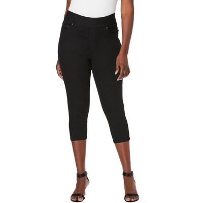 ellos Women's Plus Size Stretch Slim Capris, 20 - Black