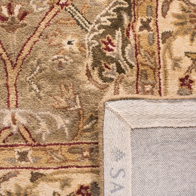 Handmade Light Green and Beige Wool Tufted Runner Rug
