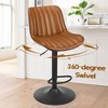 QingMoon Adjustable Bar Stools Set of 2, PU Leather Barstools, Swivel Counter Height Bar Chairs with Footrest and Backrest for Kitchen Island, Café - 3 of 4