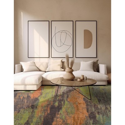 Colorful Abstract Square Stain-Resistant Synthetic Rug 8'x8'