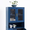 Tall Storage Show Cabinet with 2 Glass Display Door & 2 Doors, Tall Kitchen Pantry Cabinet with Gold Handles - 4 of 4