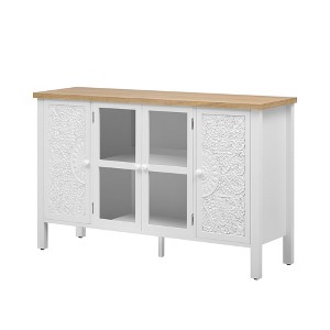 Dexmalle 47.2'' Retro TV Stand for TVs up to 43 Inches with Glass Cabinet Doors and Anti-tip Device - 1 of 4
