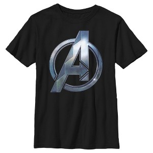 Boy's Black Panther: Wakanda Forever Metallic Wakanda Avengers Logo T-Shirt - 1 of 4