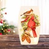 Stony Creek 8.0 Inch Birds Of Winter Pre-Lit Med Vase Christmas Lighted Glass Accent , Christmas Decor Cardinal Berries Pinecones (1PC) - 2 of 4