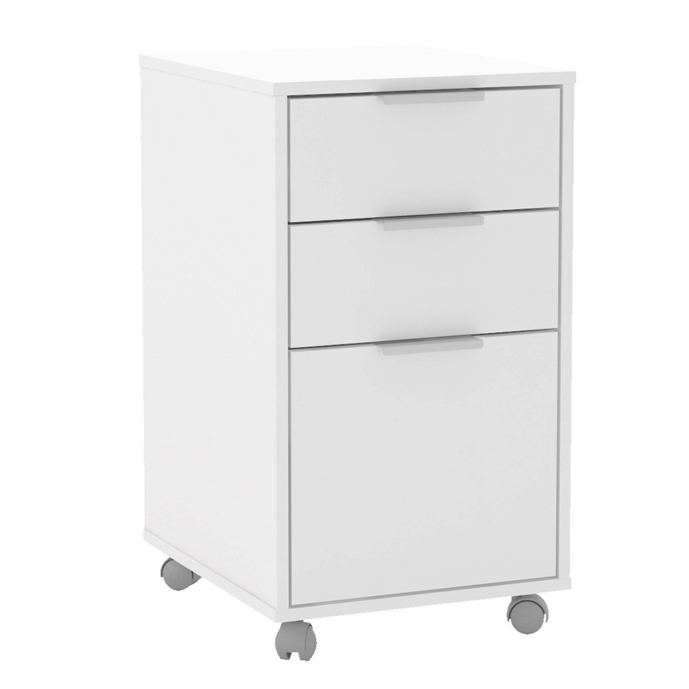 Durban 3 Drawer File Cabinet White - Polifurniture: Modern Vertical Storage, Melamine Surface, 27" Height