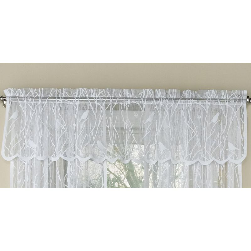 Songbird Motif Knit Lace Window Curtains by Sweet Home Collection™, 1 of 3