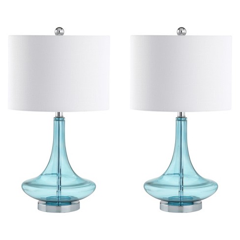 25 5 Cecile Glass Teardrop Table Lamp Set Of 2 Aqua Includes Led Light Bulb Jonathan Y Target