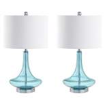 25.5" Cecile Glass Teardrop Table Lamp Set of 2 Aqua (Includes LED Light Bulb) - JONATHAN Y