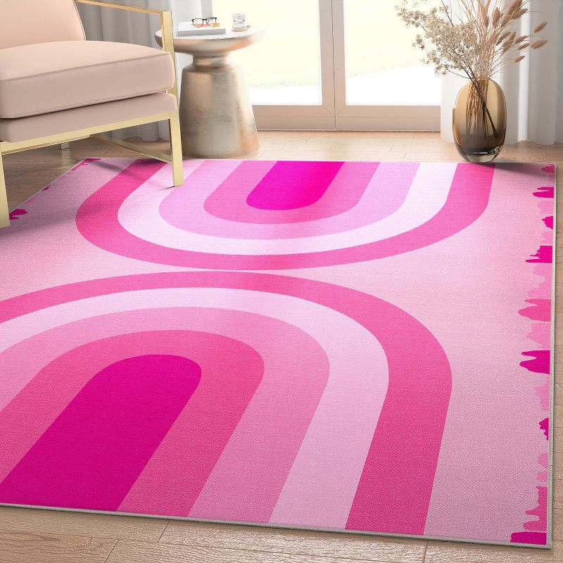Well Woven Apollo Washable Area Rug - Hot Pink Modern Rainbow - For Living Room, Bedroom and Office, 2 of 7