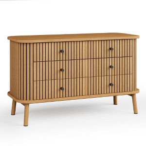 6-Drawer Dresser, Modern Wooden Bedroom Chest of Drawers With Storage Drawers, Farmhouse Style TV Stand for Living Room, Bedroom, Hallway, Wild Oak - 1 of 4